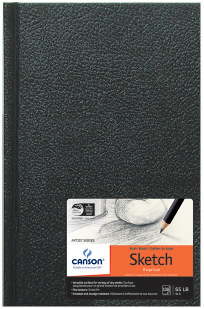 Canson Basic Hardcover Sketchbook, 5-1/2 x 8-1/2 Inches, 65 lb, 108 Sheets